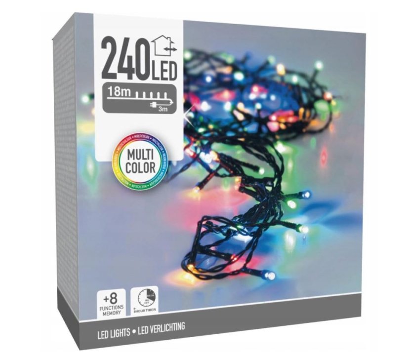 18 m duga lanac lampica s 240 LED dioda i tajmerom, višebojni
