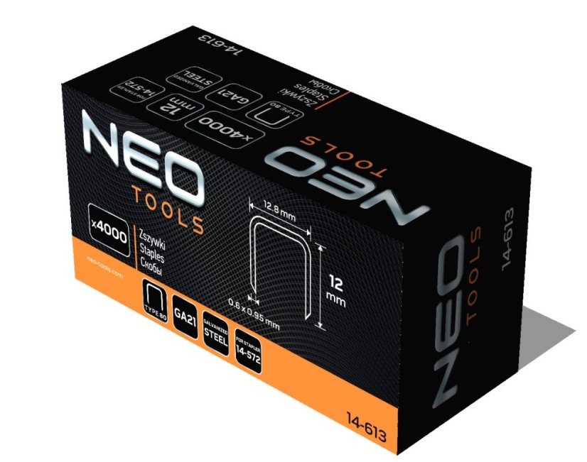 Verzinkte Heftklammern für Druckluft-Heftgeräte (14-572), GA21, Typ 80 (380), Länge 12 mm, 4000 14-613