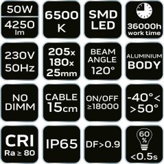 Reflektor SMD 50W 4250 lm 230V 99-053