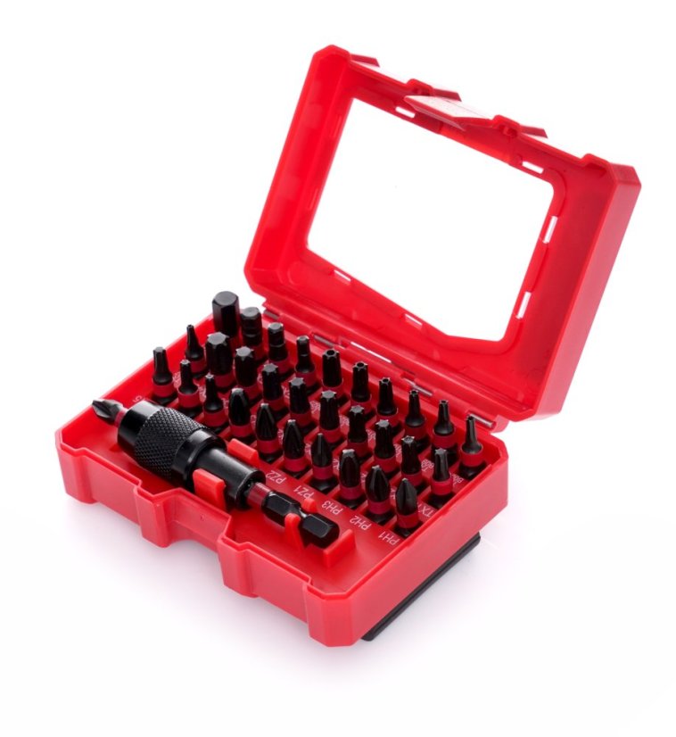 CrV-Schlagbitsatz, TORX-Schlagbits, PZ1, HEX3, TX 32-teilig TA1208