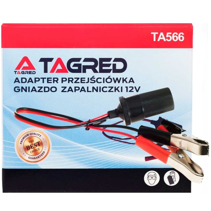 Akkumulátor adapter – autós szivargyújtó aljzat krokoszkapcsokkal, 12 V-os adapter TA566