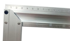 Truhlářský úhelník, stavební hliníkový s vodováhou, měřítko 350 mm TA4107