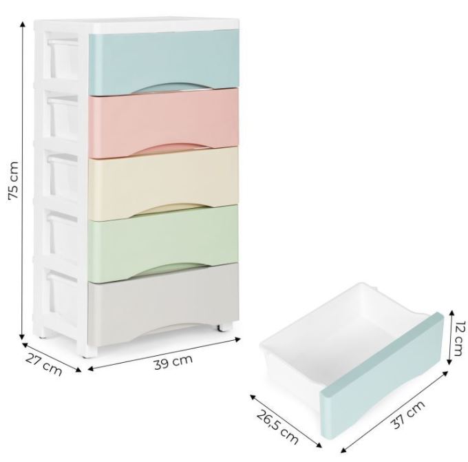 Regal auf Rädern 5 Böden Farbe