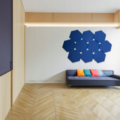 Panou acustic hexagonal 50x50cm, grosime 3cm, albastru