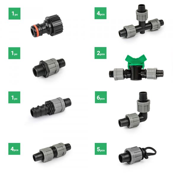 Öntözőkomponens-készlet 16 mm - 24 db.