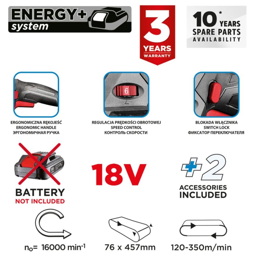 Akku-Bandschleifer 18V E+ 120-350/min 58GE136
