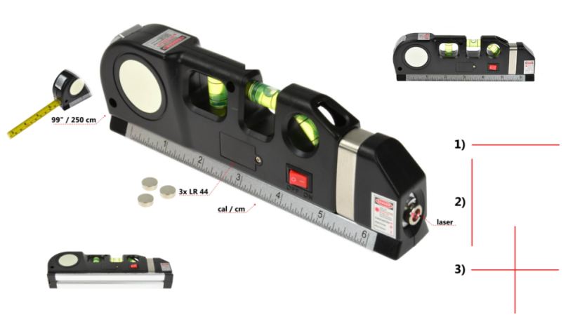 Laserski libela s trakom od 2,5 m G03310