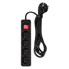 Produžni kabel 1,5 m, 3x1,5 mm2, 4G, crni, ON/OFF 90-184