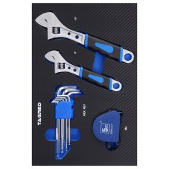 Einlage für Werkstattwagen PERFORMANCE, Satz verstellbarer Schraubenschlüssel, Inbusschlüssel, 12-teilig TA19129