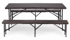 Gostinska garnitura miza + 2 klopi 180cm Brown Rattan