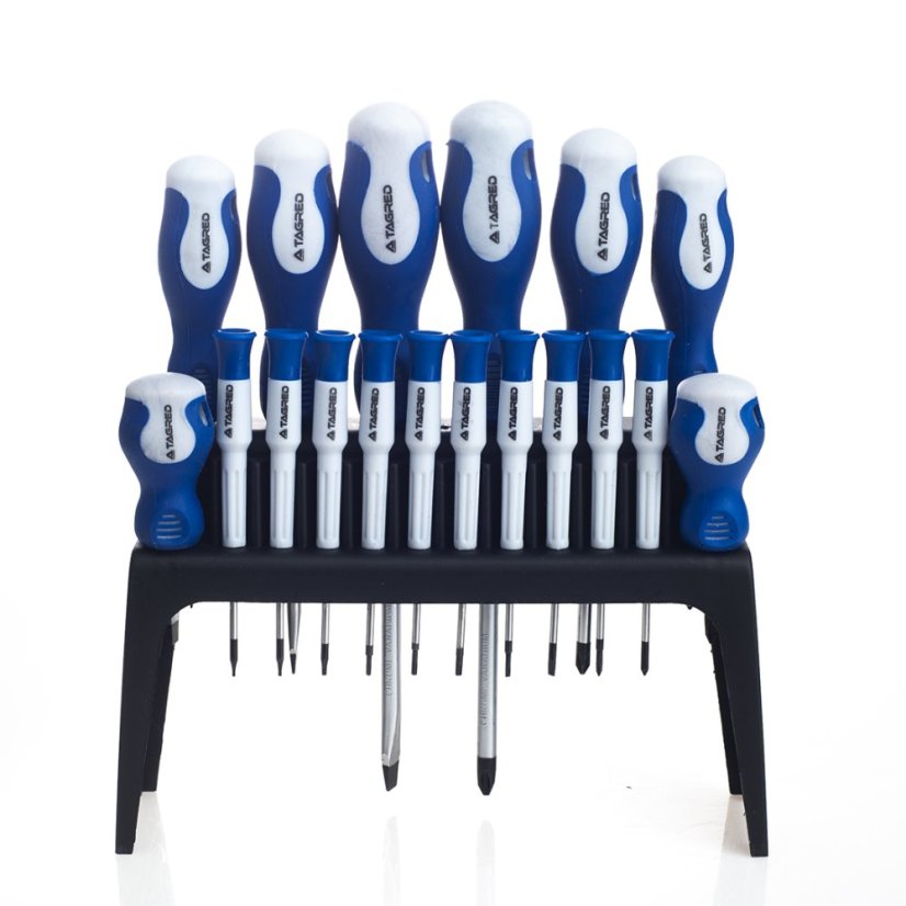 18-teiliges Schraubendreher-Set, Schraubendreher, PH-, PZ-, TORX-, Flach- und Kreuzschlitzschraubendreher im Ständer, Cr-V TA1067