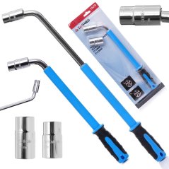 Teleskopický klíč na kola 17-19/ 21-23 mm typu L, 2 nasadky, gumová rukojeť TA219