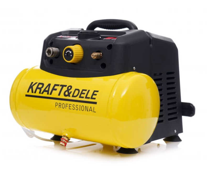 Kraft&Dele KD1415 hordozható olajmentes légkompresszor autószerelő műhelybe, 6L, 8 bar, 1.1 kW, 230V.