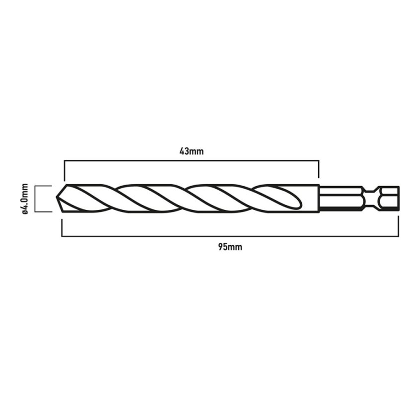 6-kutno svrdlo za metal 4,0 mm, 2 kom. 54T705