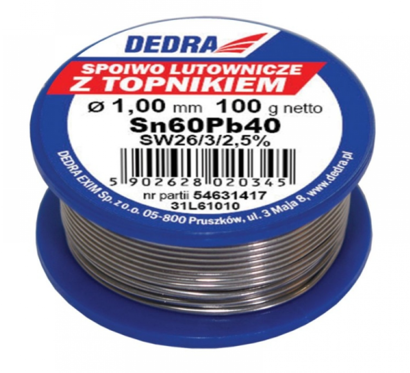 Lem sa fluksom, 1,0 mm, 100 g, 60 % Sn, 40 % Pb, 60 % Sn