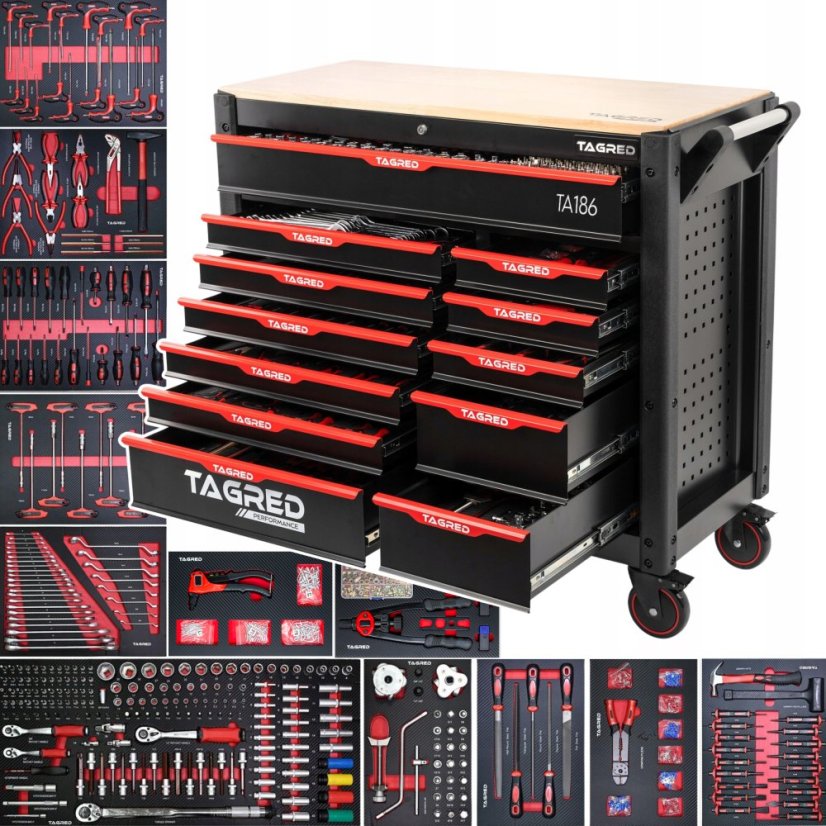 Radionička kolica PERFORMANCE XXL 12 ladica, 691kom TA186
