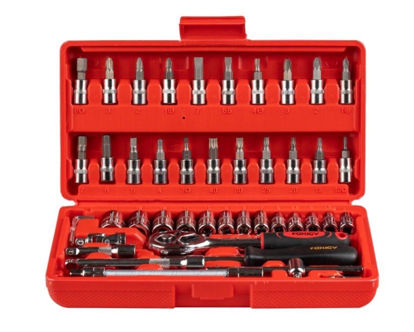 Gola dugókulcs készlet 46 részes, 1/4", Cr-V, racsnis