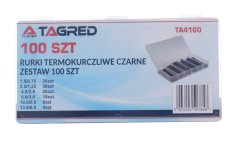 Set de manșoane termocontractabile, 100 bucăți, negru TA4160