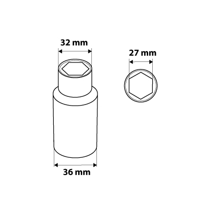 Ștuț hexagonal 1/2" lung, 27 mm 08-477