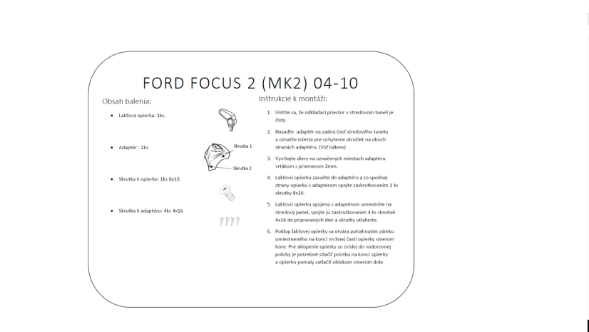Armlehne Ford Focus II, MK2, grau, Kunstleder