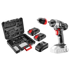 Mașină de găurit/utilaj fără fir Energy+ 18V, Li-Ion, mandrină detașabilă de 10mm, 2 baterii 2Ah, reîncărcabilă, geantă de transport 58G022-SET2