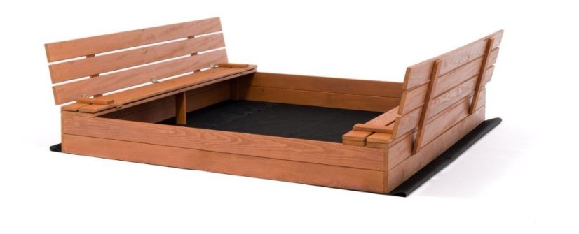 Sandkasten mit Bänken 160cm imprägniert + Abdeckfolie + Agrotextil SUN