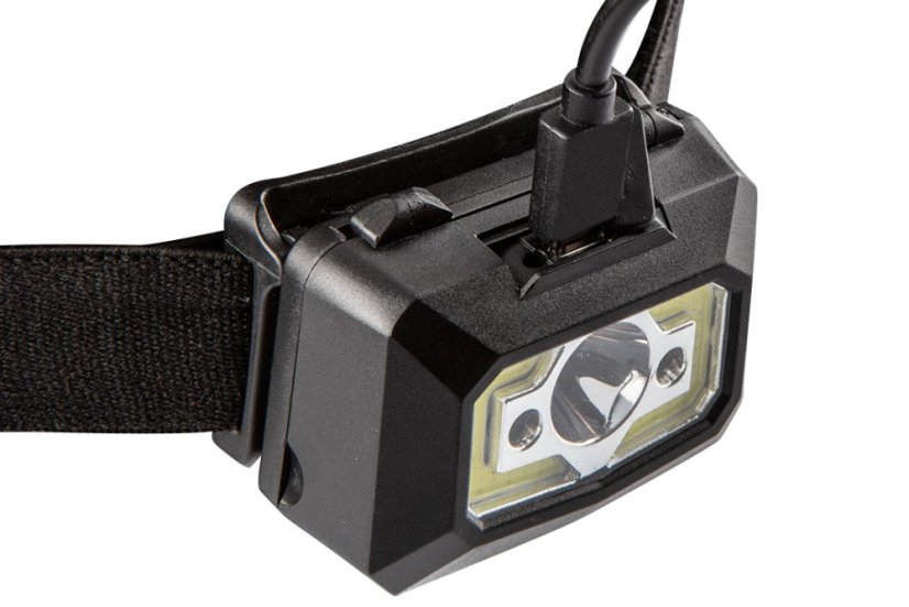 Baterie USB čelovka 250 lm COB LED + senzor pohybu 99-073