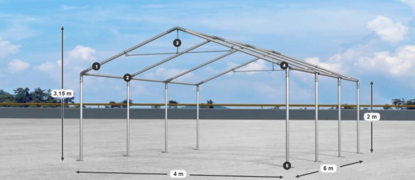 Raktárcsarnok/garázs 4x6x2m Comfort PE 240g