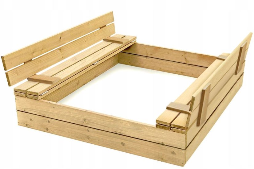 Homokozó padokkal 180cm + fedőlap + agrotextília