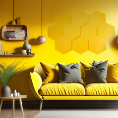 Akustický panel Hexagon 50x50cm, tloušťka 3cm, žlutý