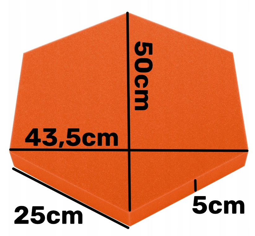 Akustický panel Hexagon 50x50cm, tloušťka 3cm, oranžový