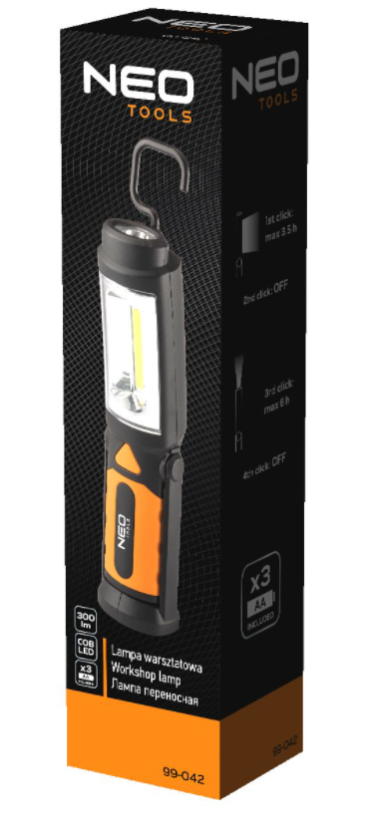 LED-Arbeitsleuchte und Taschenlampe 2in1 Neo 300 lm COB batteriebetrieben (3xAA)