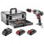 Energy+ Set im Aluminiumkoffer: Bohrschrauber 2 x 18 V/2,0 Ah, 10 mm + 109 Zubehörteile 58G022-PS15