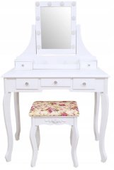 Toaletni stolić LED ogledalo i ružičasti tabure