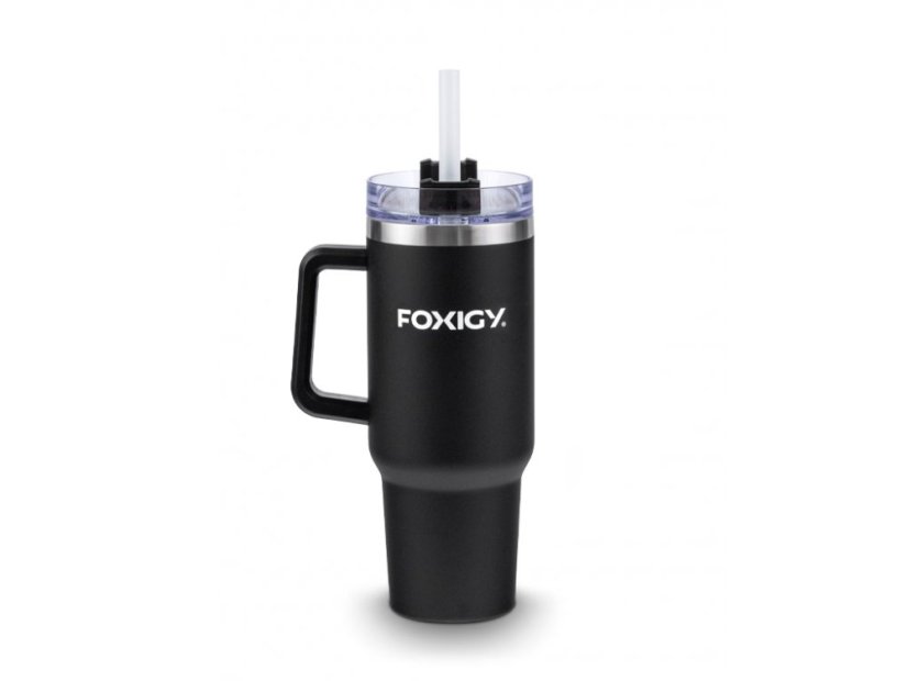 Autós thermo bögre szívószállal 1200 ml Black.