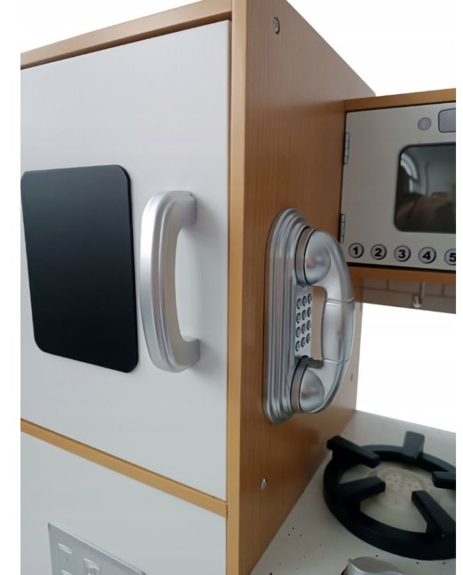 Fa játékkonyha gyerekeknek kiegészítőkkel fehér - barna