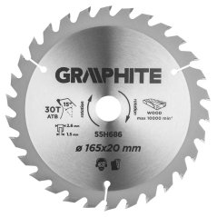 Ferăstrău circular în formă de V, 165 x 1.5 x 2.6 x 20 mm, 30 dinți 55H686