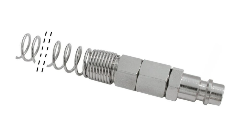 Gyorscsatlakozó 1/4” férfi - külső menettel, védőrugóval 10x6mm