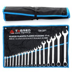 Ring-Maulschlüssel-Satz, 17-teilig, 6–32 mm, geschmiedet, CrV, Blisterverpackung TA1201