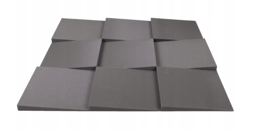 Akustický panel 3D zkosený 50x50cm, tloušťka 5cm, tmavě šedý