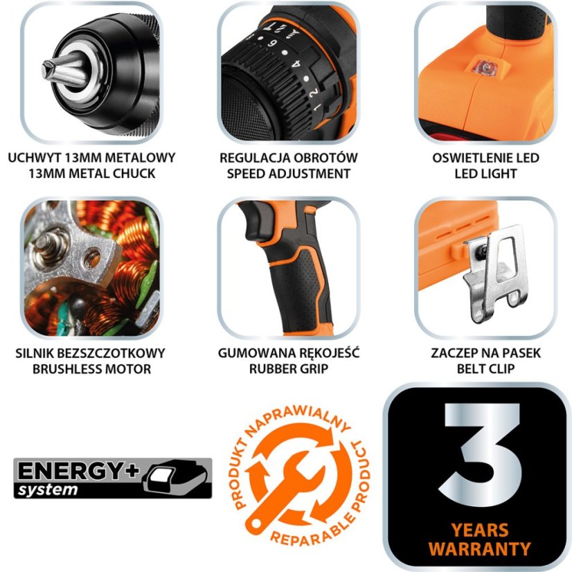 AKU fúrógép Energy+, akkumulátor nélkül 04-619