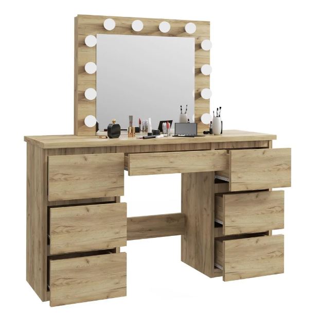 Fésülködőasztal  LED tükörrel Daniella tölgy craft
