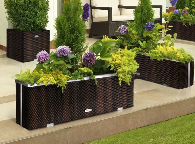 Rattan Pflanzgefäß Novara anthrazit 35x35x60