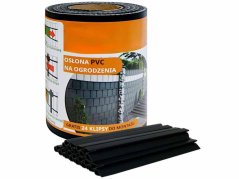 Plasă de umbrire pentru gard 19cm x 35m 450g/m2 Neagră + cleme 24buc