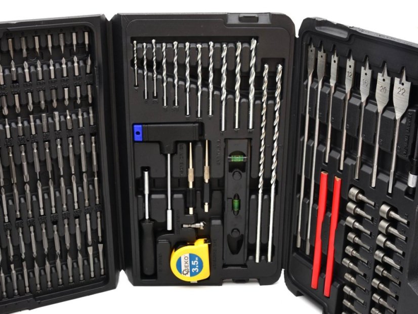 Bit és fúrófej készlet fához, fémhez és betonhoz G38113 217db PROFI