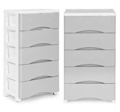 Regál na kolieskach 5 políc White/ Grey