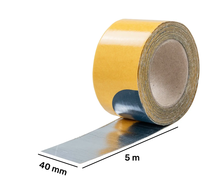 Aluminijska traka sa staklenim vlaknima, otporna na toplinu do 600 °C, 40 mm, 5 m