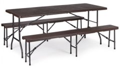 Gostinska garnitura miza + 2 klopi 180cm Wooden Brown