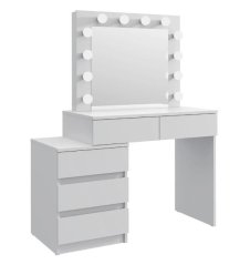 Toaletný stolík s LED zrkadlom Vanessa White