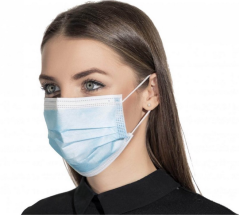 Jednorázové rúško na tvár s gumičkou, 50ks trojvrstvové